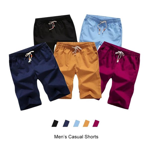 

men's shorts 2021 trend brand men solid summer straight breathable beach drawstring casual short male, White;black