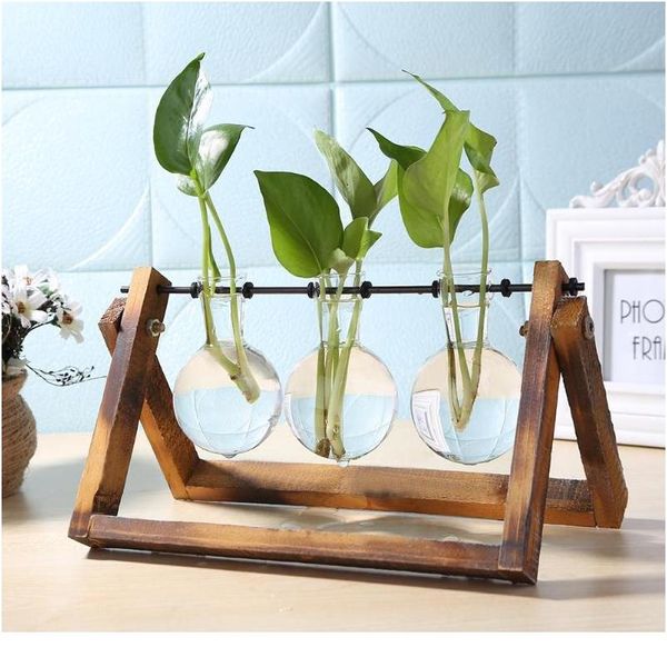 

стекло и деревянные вазы для вазы terrarium стол настольный гидропонический завод бонсай подвесные горшки цветочный горшок с деревянным подн