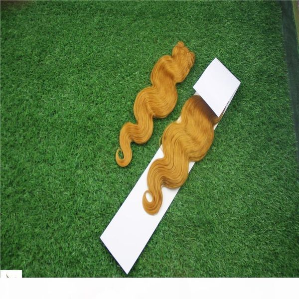 

golden yellow color virgin malaysian body wave hair weave 10-30" double weft human remy hair extension 6a unprocessed hair, Black