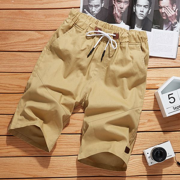 

2021 new plus size solid color men's summer casual beach slim fit short pants elastic waist homme workout shorts men nb7l, White;black