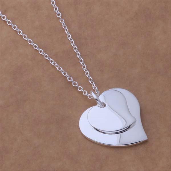 

new silver color pendant necklace fashion charm women twin hearts necklace new high h sqcrbx