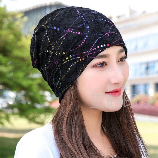 

beanie/skull caps women spring autumn wrap cap thin lace breathable hat peaked bucket beanie bonnet chapeau panama for, Blue;gray