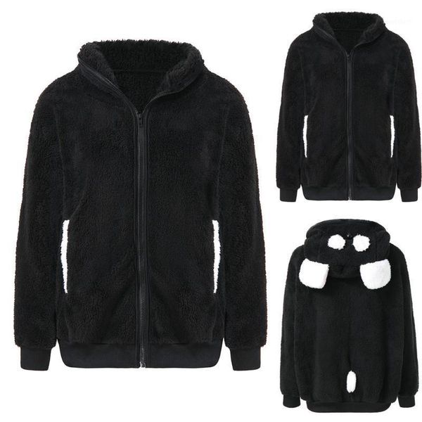 

panda hoodie cute bear ear panda winter warm hoodie coat women hooded jacket outerwear w5101, Black;brown