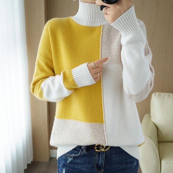 

women's sweaters bareskiy autumn and winter cashmere sweater women high neck pullover slim-fit basic knit ladies cardigan, White;black