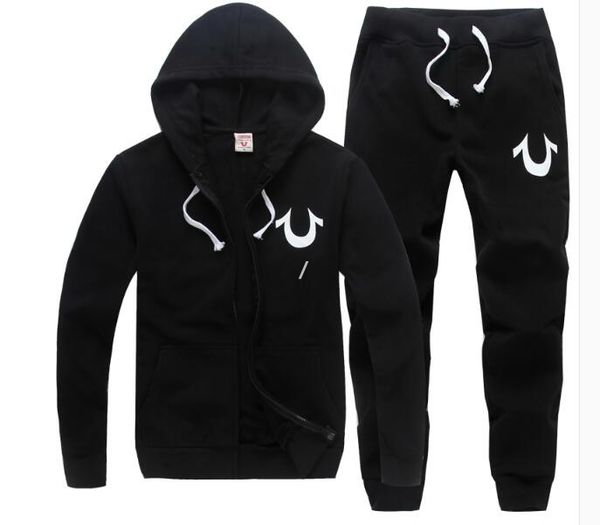 

autumn winter designer hoodies men jacket coat women sweatshirt hoodie long sleeve with logo sports zipper mens clothes with pants 1set, Black