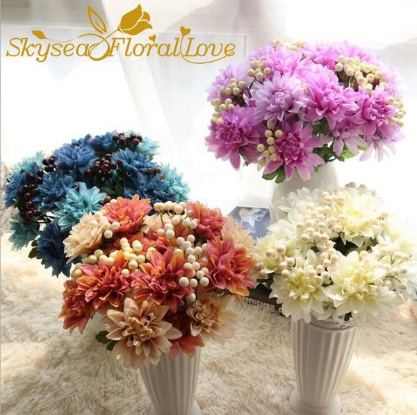 

decorative flowers & wreaths silk dahlia artificial 6 heads for home decoration party wedding decor flower