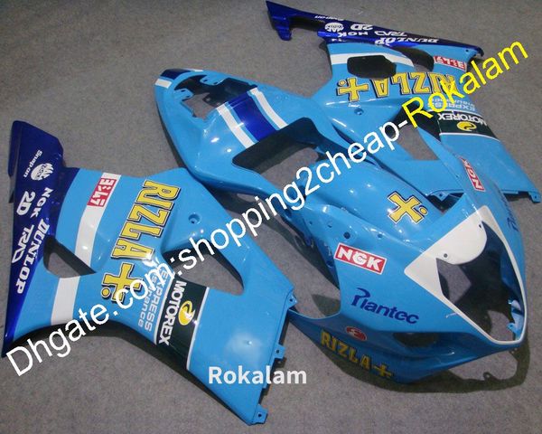 GSXR 1000 k3 03 04 Kit carenatura carrozzeria per Suzuki GSX-R1000 2003 2004 Kit carenature moto blu GSXR1000 (stampaggio ad iniezione)