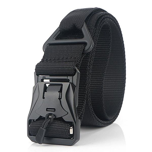 

[lfmb]new elastic belt hard abs magnetic buckle men tactical belt high strength elastic nylon soft no hole army, Black;brown