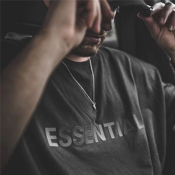 

21fw fog fear of god essentials 3m reflective tee los angeles short sleeves men women summer casual street skateboard t-shirt t08, White;black