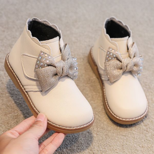 

girls' martin 2020 new children' women' spring and autumn british style leather plush black short boots, Black;grey