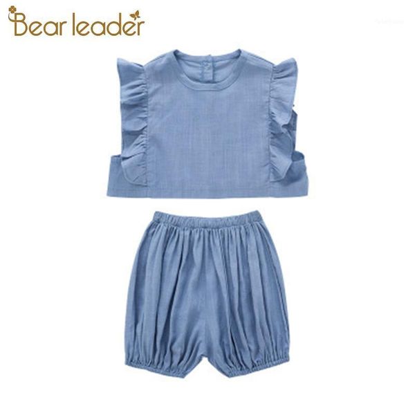 

bear leader girls casual clothing sets new summer kids sleeveless shirt and shorts outfits baby cute ruffles clothes 3-7 years1, White