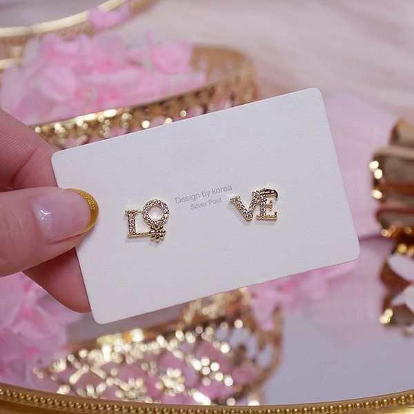 

qx-eh011 love letters small fashion lady earrings, Golden;silver