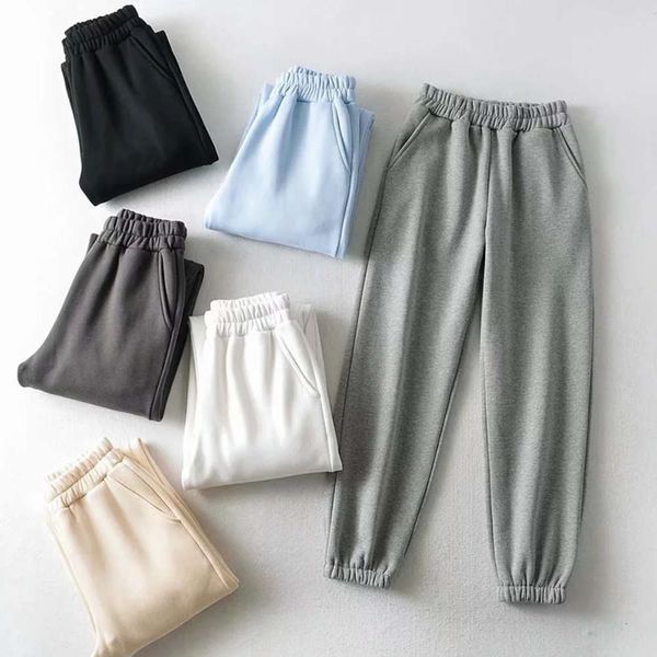 

style ins plush hip-hop dance new sports women's loose leggings pants autumn and winter show thin, Black;gray
