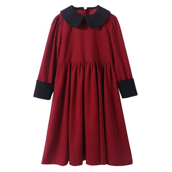 

girl's dresses 6 to 14 years kids & teenager girls long sleeve flare casual children girl fashion fall winter brief dress clothing, Red;yellow