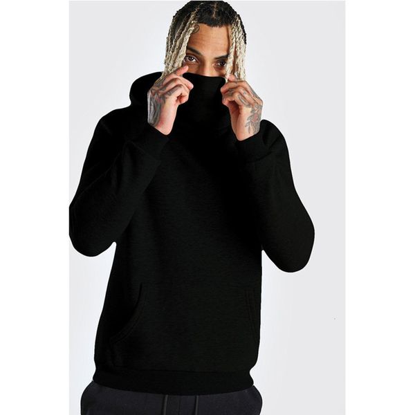 

mask hooded winter solid color 2020 sports sweater men's plush hoodie, Gray