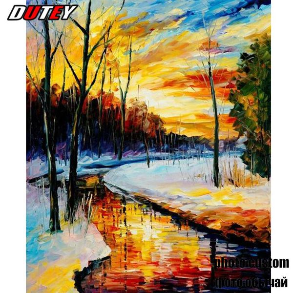 

paintings diamond painting needlework full winter evening embroidery decorate rhinestones gifts hcr