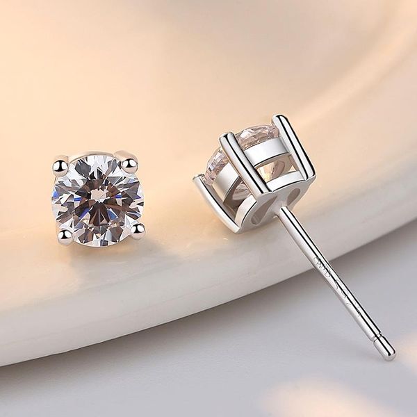 

stud zircon four claw earrings authentic 925 sterling silver for women earing jewelry earring crystal earings kolczyki, Golden;silver