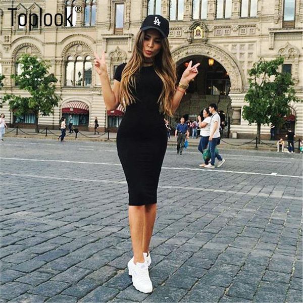 

wholesale- ook bodycon women dress short sleeve robe summer office dresses knee-length bandage midi black army green pencil dress1, White;black
