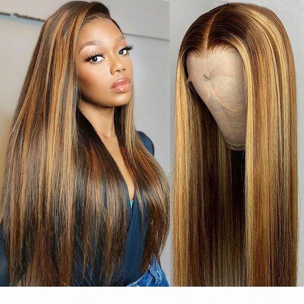 

4 27 highlight wig straight laces front wigs 13x4 lace front human hair wigs 13x6x1 lace part wig 180 density 4x4 closure wig, Black;brown