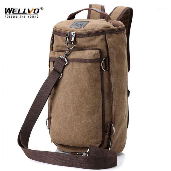 

backpack men huge luggage travel bag army green bucket multifunctional canvas backpacks male large shoulder bags pack xa32c1
