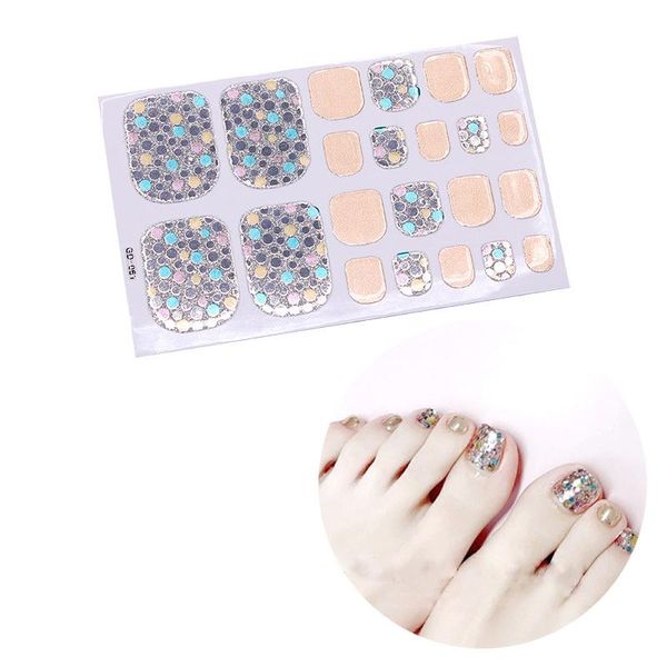 

22tips 3d glitter toe nail sticker quality eco-friendly full cover waterproof toe nail art diy design salon manicure decals 2020, Black