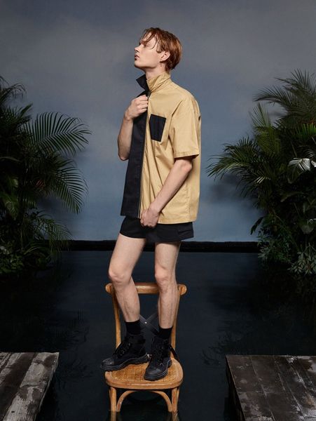 

x manon pradier men color block zip up shirt t1qv#, White;black