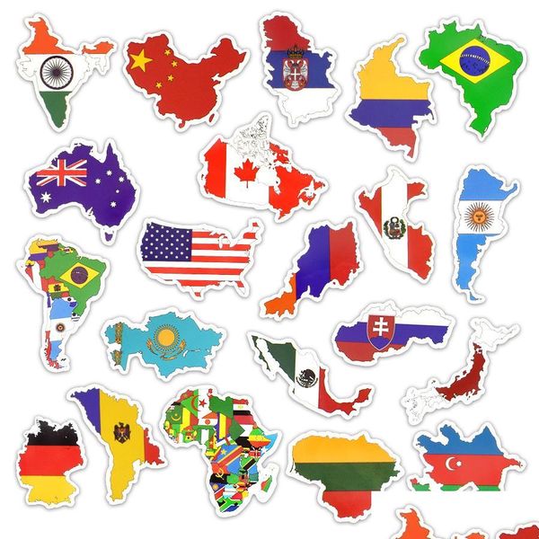 

50 pcs waterproof national flags patterns stickers toys for kids diy home luggage scrapbook lapmug skateboard sqcnfo abc2007