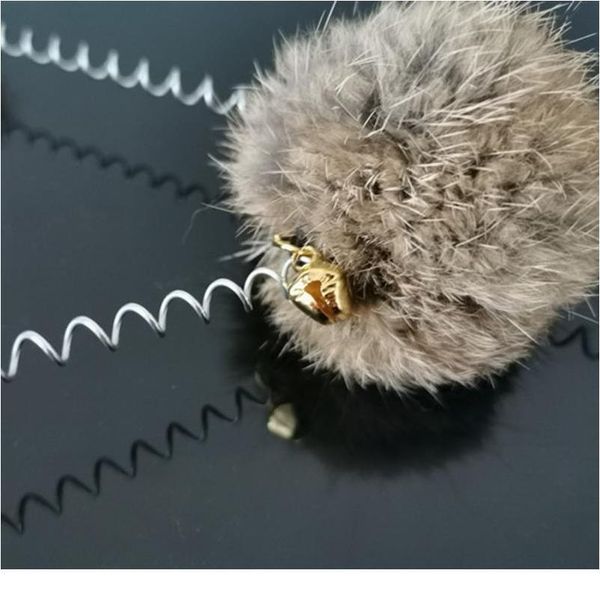 

1pc cat teaser toy interactive plush cat spring wand kitten toy ball with sucker bell pet supplies pet accessories jllsgo