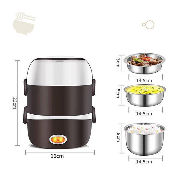 

electric rice cooker stainless steel 2 3 layers steamer portable meal thermal heating lunch box food container warmer cauldron wmtyps
