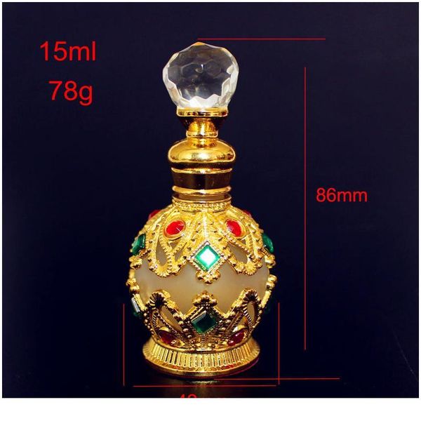 

1pc 15ml vintage metal perfume bottle arab style essential oils dropper bottle container middle east ing decorat qylpag