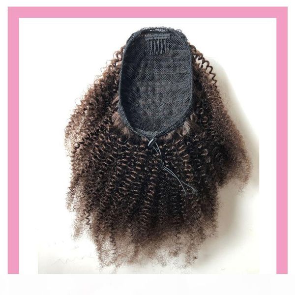 

brazilian peruvian human hair ponytails 2# color afro kinky curly 100g piece indian virgin hair products pony tail kinky curly little curls, Black