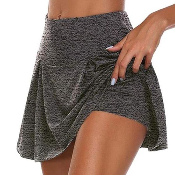 

women's professional sports fitness running jogging shorts women tennis shorts skirt anti exposure tennis skirt, Black