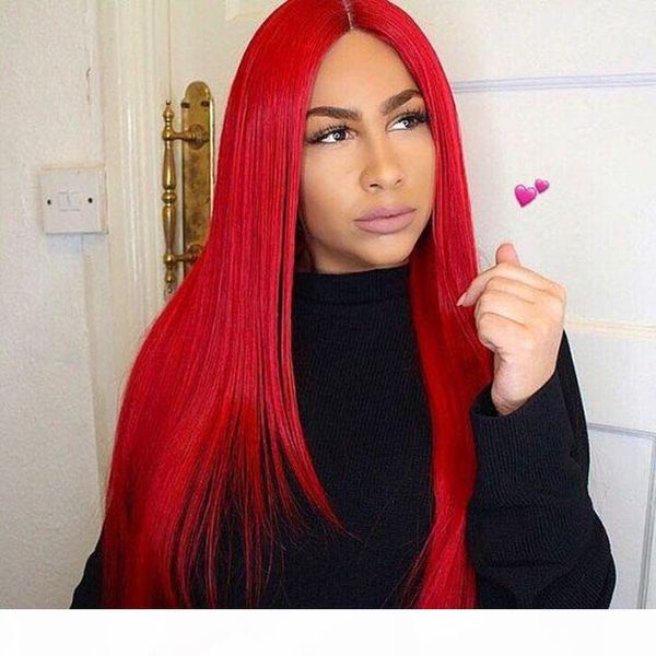 

red human hair lace wig for women glueless virgin brazilian straight pre plucked red full lace human hair wigs colored with baby hair, Black;brown
