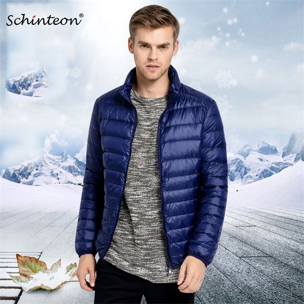 

schinteon men white duck down jacket ultra light thin jackets stand collar outerwear new arrival autumn m-6xl q1217, Black