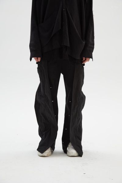 

2021 men women's clothing catwalk original niche design bat breasted pants plus size costumes 27-461, Black