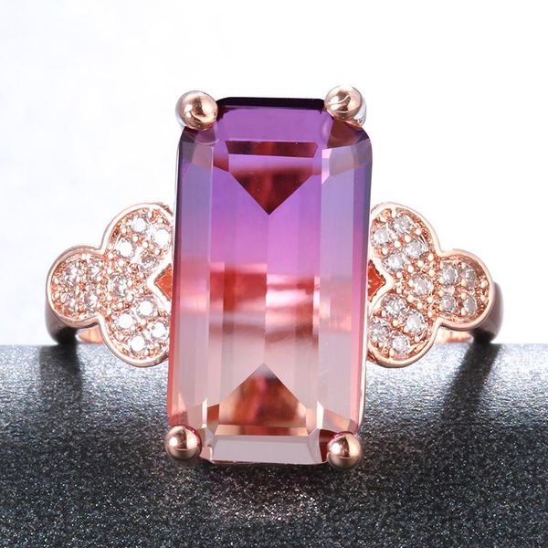 

cluster rings fashion luxury 925 sterling silver tourmaline gemstone wedding engagement party rose gold ring fine jewelry gifts wholesale, Golden;silver