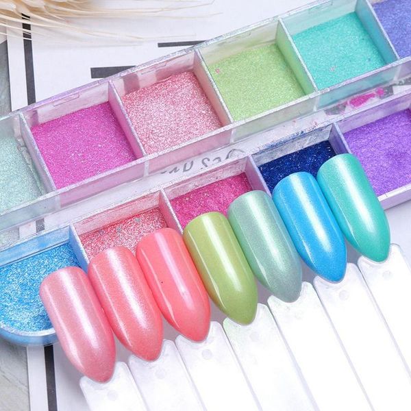 

12 mix color pastel nail art glitter sugar powder fine dust shining pigment diy decor flakes mermaid design, Silver;gold