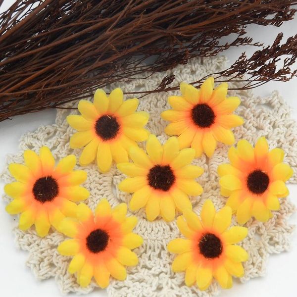 

30pcs 4cm mini silk sunflower artificial flower head for wedding box decoration headmade scrapbooking accessories fake jlltuq