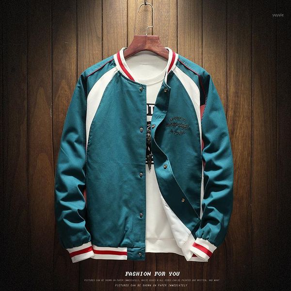 

2018 new round neck button mens coats and jackets casual back print youth baseball jacket men trend loose large size coat men1, Black;brown