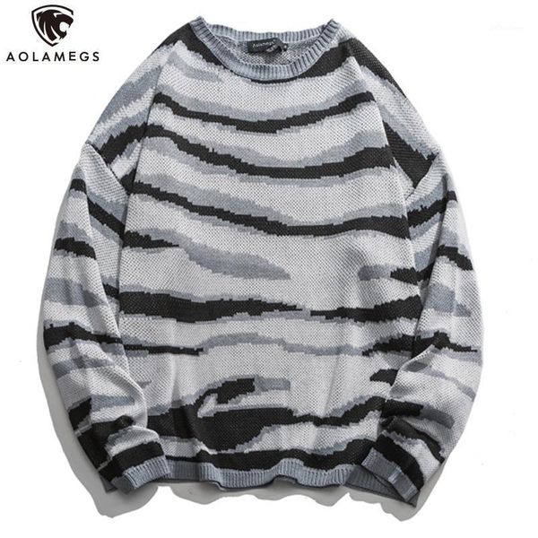 

men's sweater wool zebra pattern warm pullover male o-neck casual knittwear autumn winter fashion loose knitted sweater1, White;black
