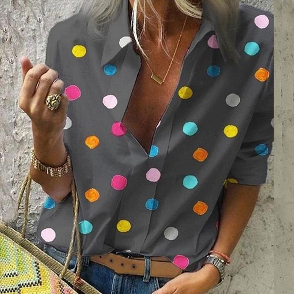 

bohemia dot print blouze женщины pull blusas повседневная осень топы 2020 женщина рубашка хемисия femme plus размерная рубашка, White