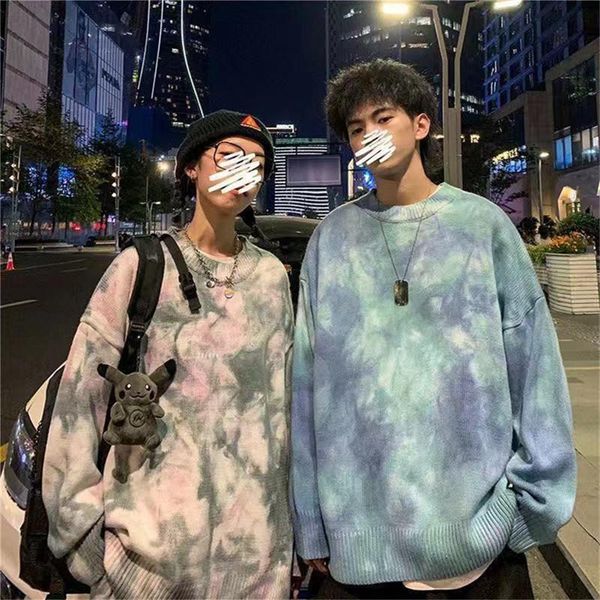 

harajuku 19ss men's hip-hop sweater cartoon casual loose knit pullover autumn and winter knitted sweater men and women couples, White;black
