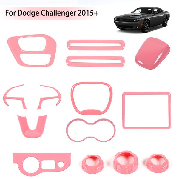 Kit de acabamento de engrenagem do volante central cor-de-rosa para Dodge Challenger 2015 acima dos acessórios interiores do carro