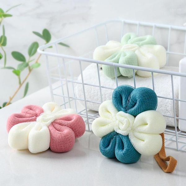 

portable flower loofah shower gel bath ball mesh massage bath brush foam body wash tool1