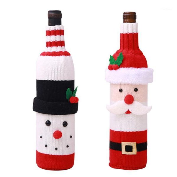 

santa claus snowman wine bottle cover wrapper christmas dinner home decor1
