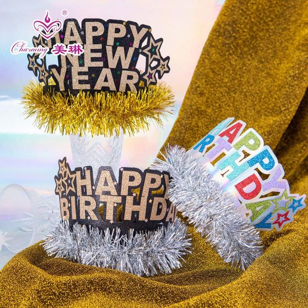 

birthday party decoration hat, happy birthday headdress creative new year headband crown children men and women