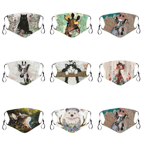 

factory cat giraffe face masks animals mascarilla fashion reusable cotton cloth smoke protective respirator washable lad
