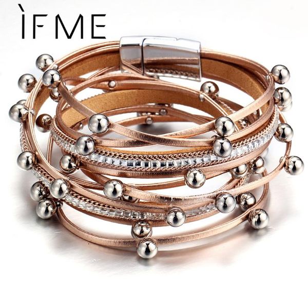 

tennis if me fashion multiple layers charms beads leather bracelets & bangles for women men punk silver color female jewelry 2021, Golden;silver