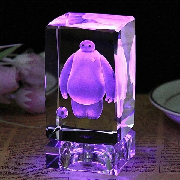 

a-personalized square crystal cube crafts gifts led lighting 3d laser engraved friend family pictures glass ornaments for home decor