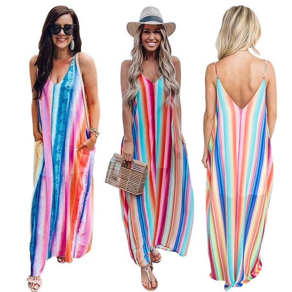 

summer dress colorful chiffon suspender beach skirt bohemian style, Black;gray